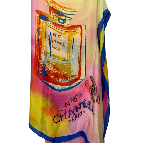 CHANEL Accessories - CHANEL Multicolor No.5 Perfume Bottle Silk Scarf